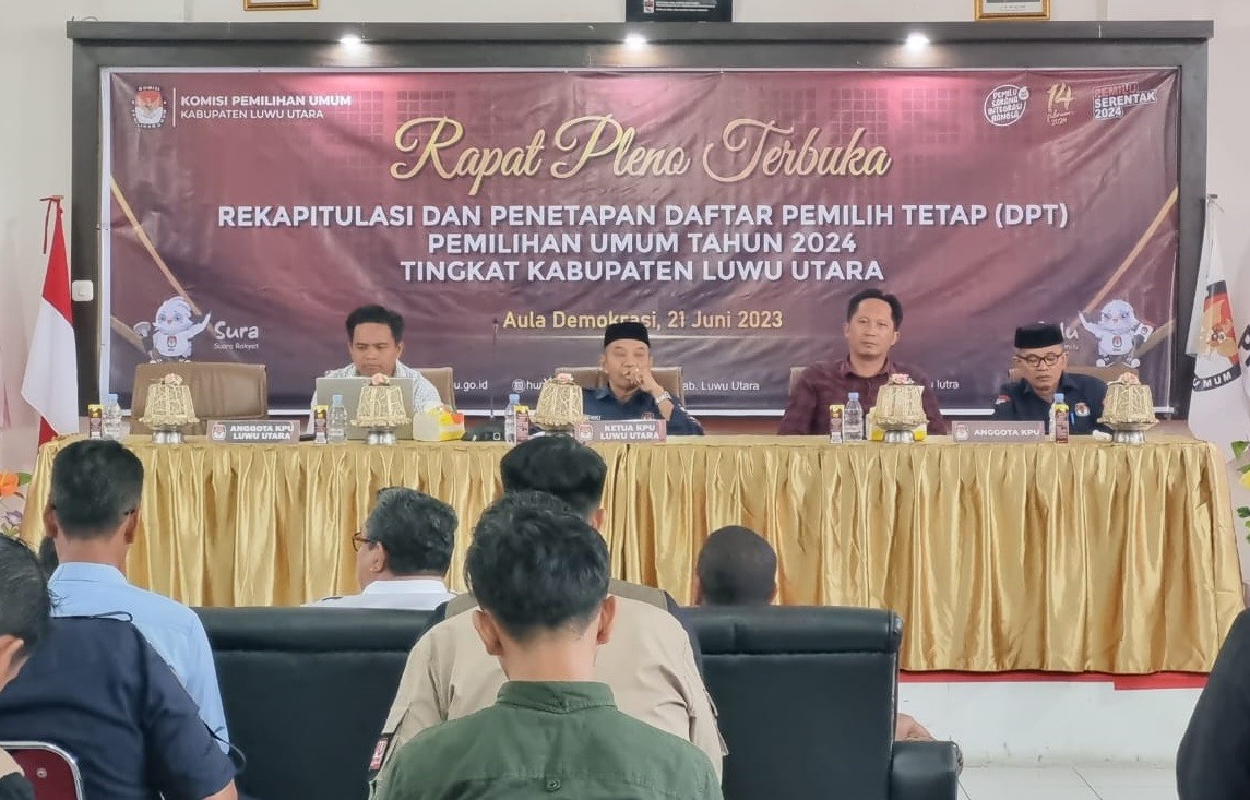 KPU Kabupaten Luwu Utara, Tetapkan DPT Pada Pemilu Tahun 2024 Sebanyak 239.120 Pemilih.