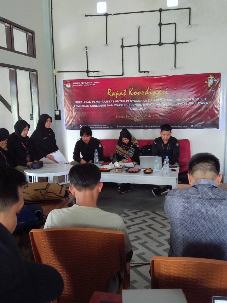 Rapat Koordinasi Persiapan Pemetaan TPS Untuk Penyusunan Dan Pemutakhiran Data Pemilih Tahun 2024.