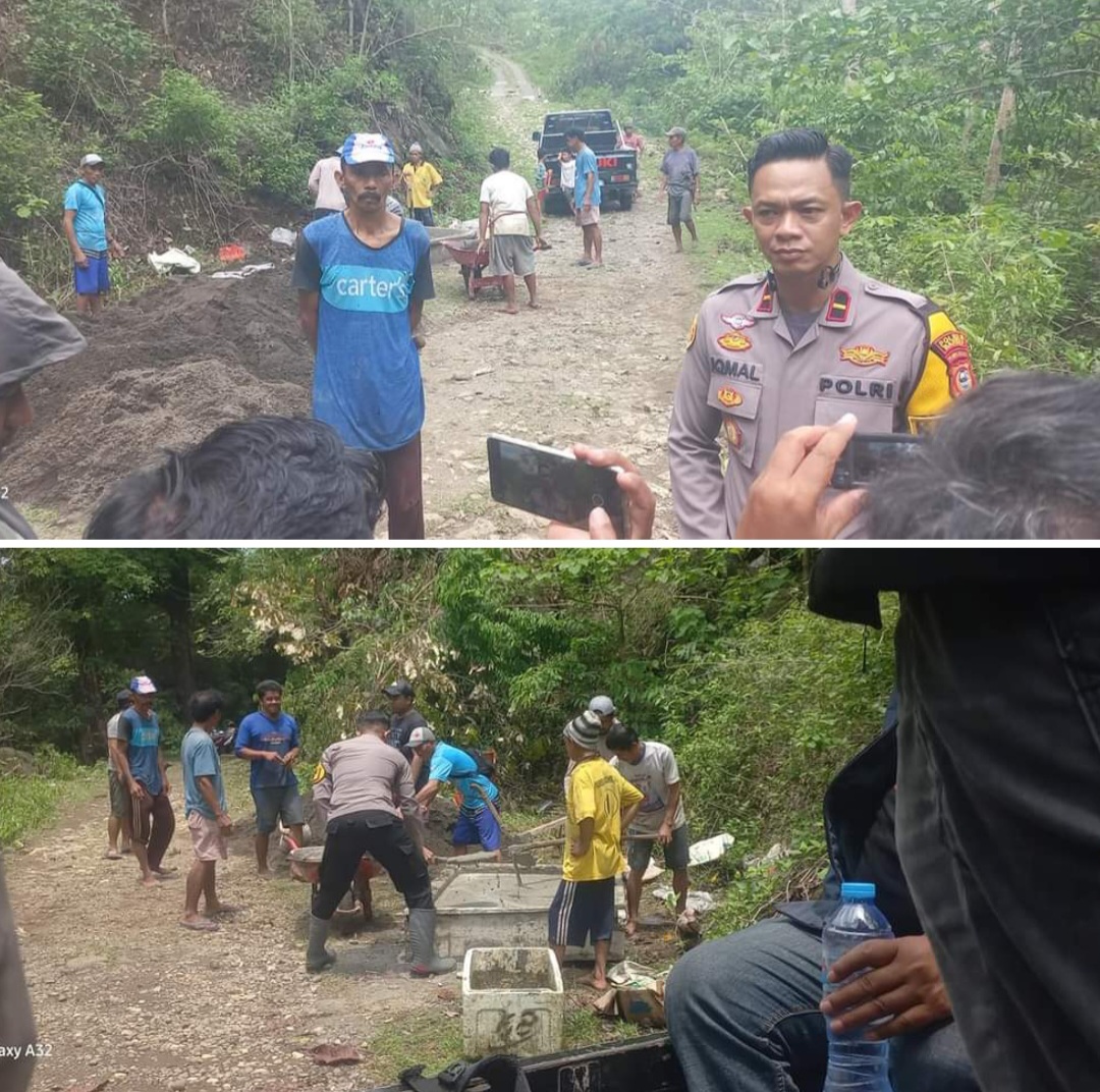 Kapolsek Balusu Bersama Warga Lakukan Perbaikan Akses Jalan Paddumpu Dengan Swadaya